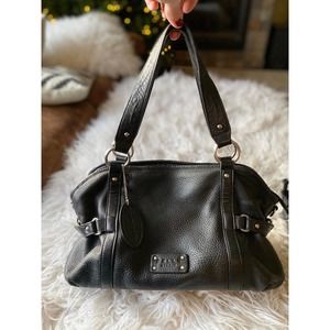Wilsons Leather PELLE Studio Genuine Leather Black Double Handle Handbag New
